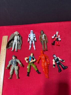 Action Figure Lot
Storm Trooper, Chewbacca, Squid Face,
DC  Bane, Harley